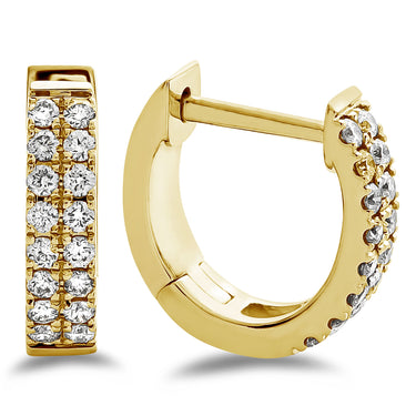 Lasker Lux 14Kt Yellow Gold 0.33cttw (G/H Color - SI1/SI2 Clarity) Diamond Double Huggy Hoop Earrings