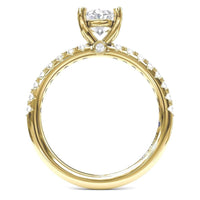 14Kt Yellow Gold Classic Prong Engagement Ring Mounting With 0.28cttw Natural Diamonds
