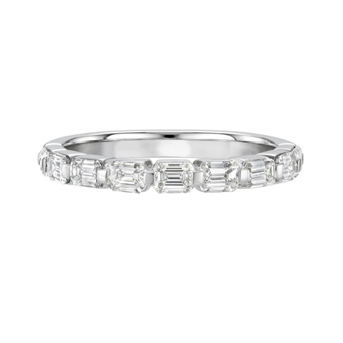 14Kt White Gold Band with 9 Baguettes Set East-West Totaling 1.03Carats