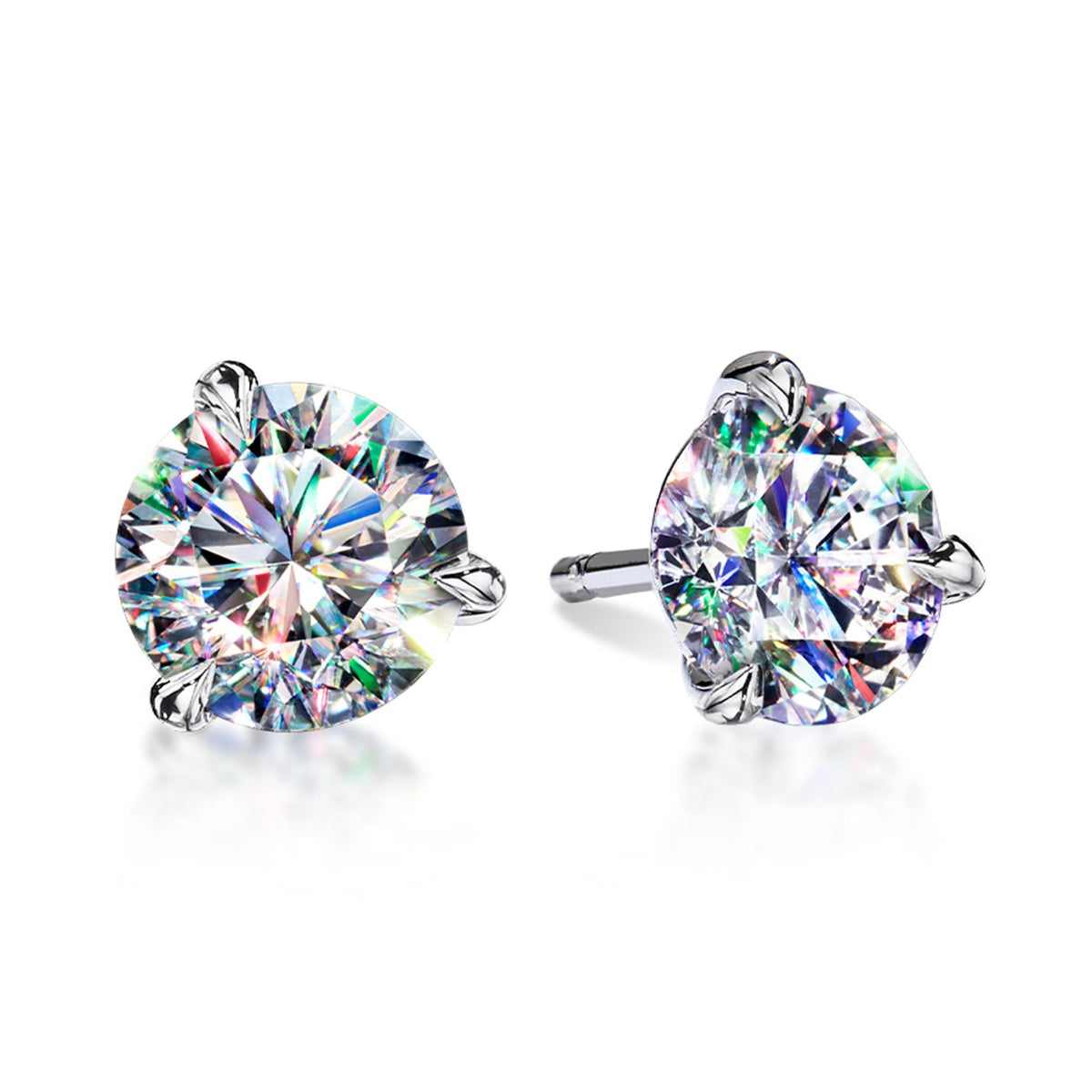 Facets Of Fire 14Kt White Gold Martini Stud Earrings With 1.41cttw Natural Diamonds