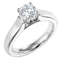 14Kt White Gold 5mm Cathedral Solitaire Ring With 2.02ct Round Natural Diamond