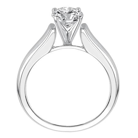 14Kt White Gold 5mm Cathedral Solitaire Ring With 2.02ct Round Natural Diamond