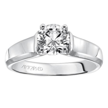 14Kt White Gold 5mm Cathedral Style Solitaire Ring With 2.01ct Round Natural Diamond