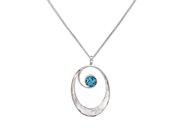 E.L. Designs Sterling Silver Sophia Pendant with Blue Topaz on 18" Wheat Chain