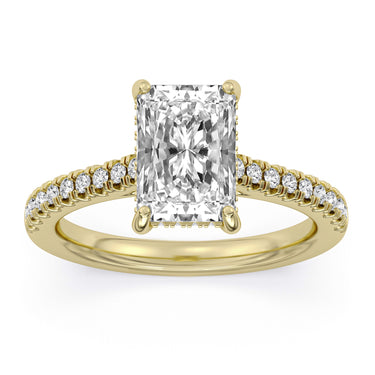 Centurion Collection 14Kt Yellow Gold Hidden Halo & Pave Cathedral 2ct 100-Faceted Lab-Grown Radiant Center Diamond Engagement Ring