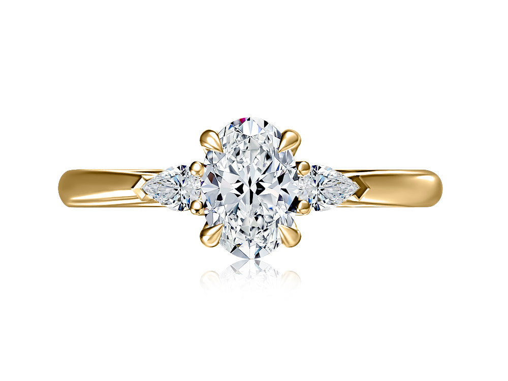 A. Jaffe Three-Stone Engagement Ring Mounting in 14K Yellow Gold
