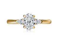 A. Jaffe Three-Stone Engagement Ring Mounting in 14K Yellow Gold