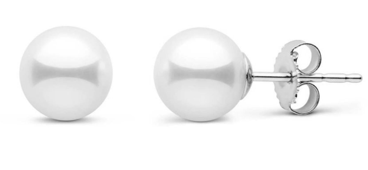 14Kt White Gold Classic Stud Earrings With 9mm Akoya Cultured Pearl