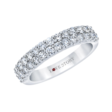 14Kt White Gold Double Row 0.95cttw Natural Diamond Anniversary Band