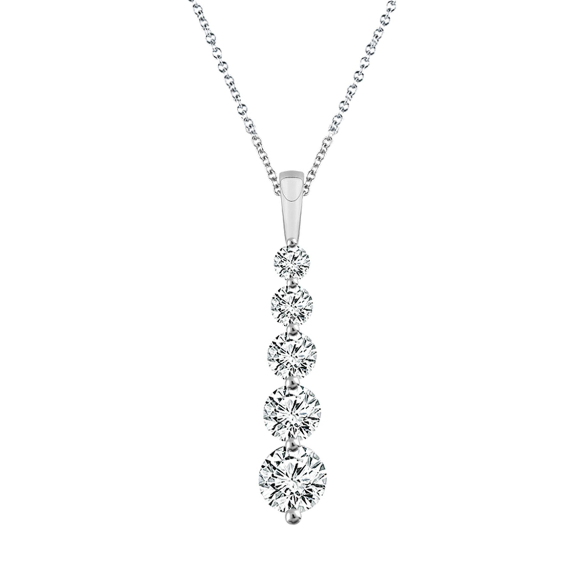 14Kt White Gold Journey Pendant With 1.50cttw Natural Diamonds