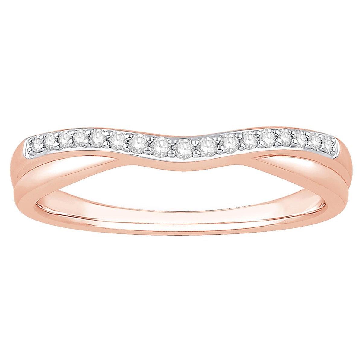 14Kt Rose Gold Curved Wedding Ring With 0.10cttw Natural Diamonds