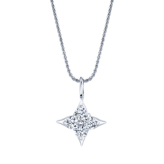 14Kt White Gold Star Of Hope Pendant With 4 Round Diamonds Totaling .25cttw