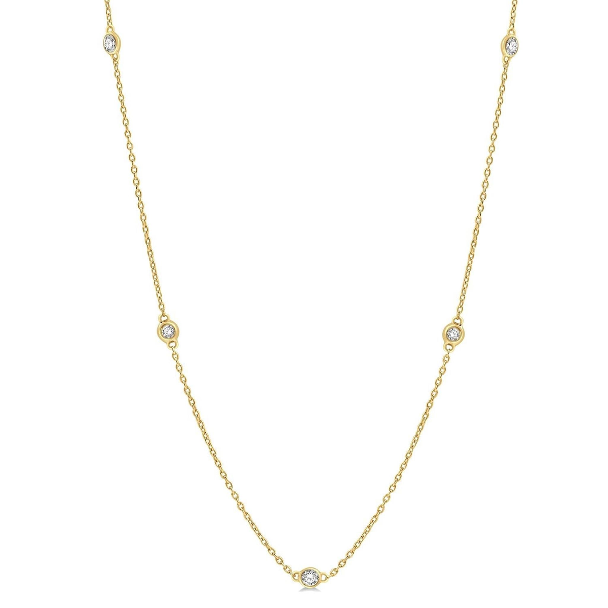 Milestone 14Kt Yellow Gold Natural Diamonds-By-The-Yard Necklace with .50cttw Natural Diamonds