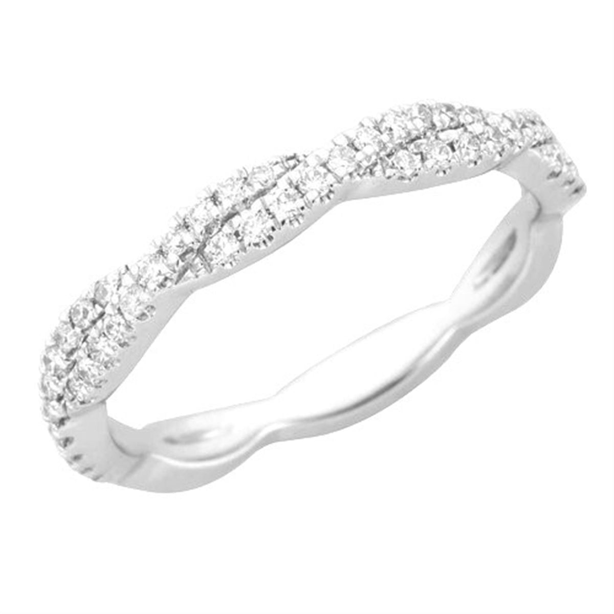 Infinity Twist 18Kt White Gold Ring With 0.27cttw Natural Diamonds