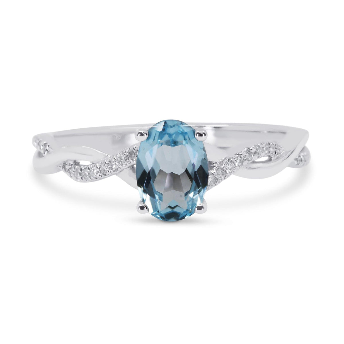 14Kt White Gold Classic Gemstone Ring With 1.03ct Blue Topaz