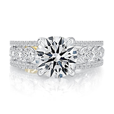 A. Jaffe Round Center Diamond Engagement Ring Mounting with Bezel and Prong Set Band