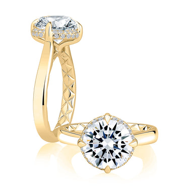 A.Jaffe Round Center Hidden-Halo  Engagement Ring Mounting