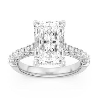 Lasker Big Rocks Lab-Grown Diamond Collection Platinum 5Ct Radiant Center &  0.74cttw Accent Lab-Grown Diamond Accent Engagement Ring