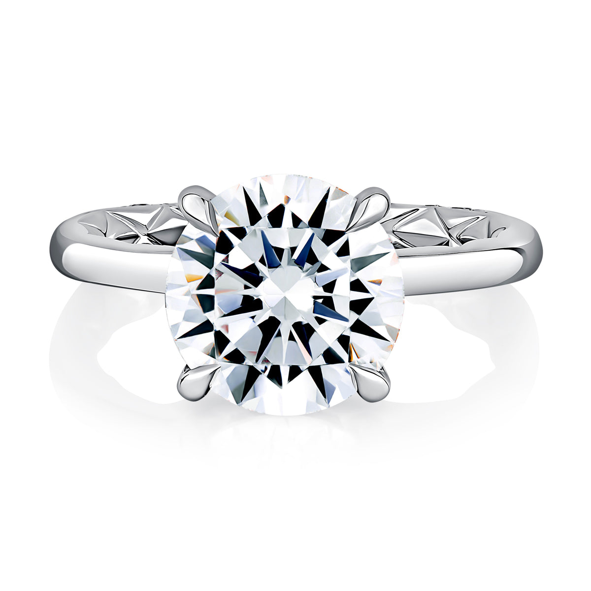 A.Jaffe Hidden Halo Euro-Shank Solitaire Engagement Ring in 14K White Gold
