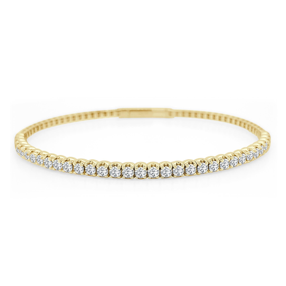 14Kt Yellow Gold Flex Bangle Bracelet With 1.50cttw Natural Diamonds