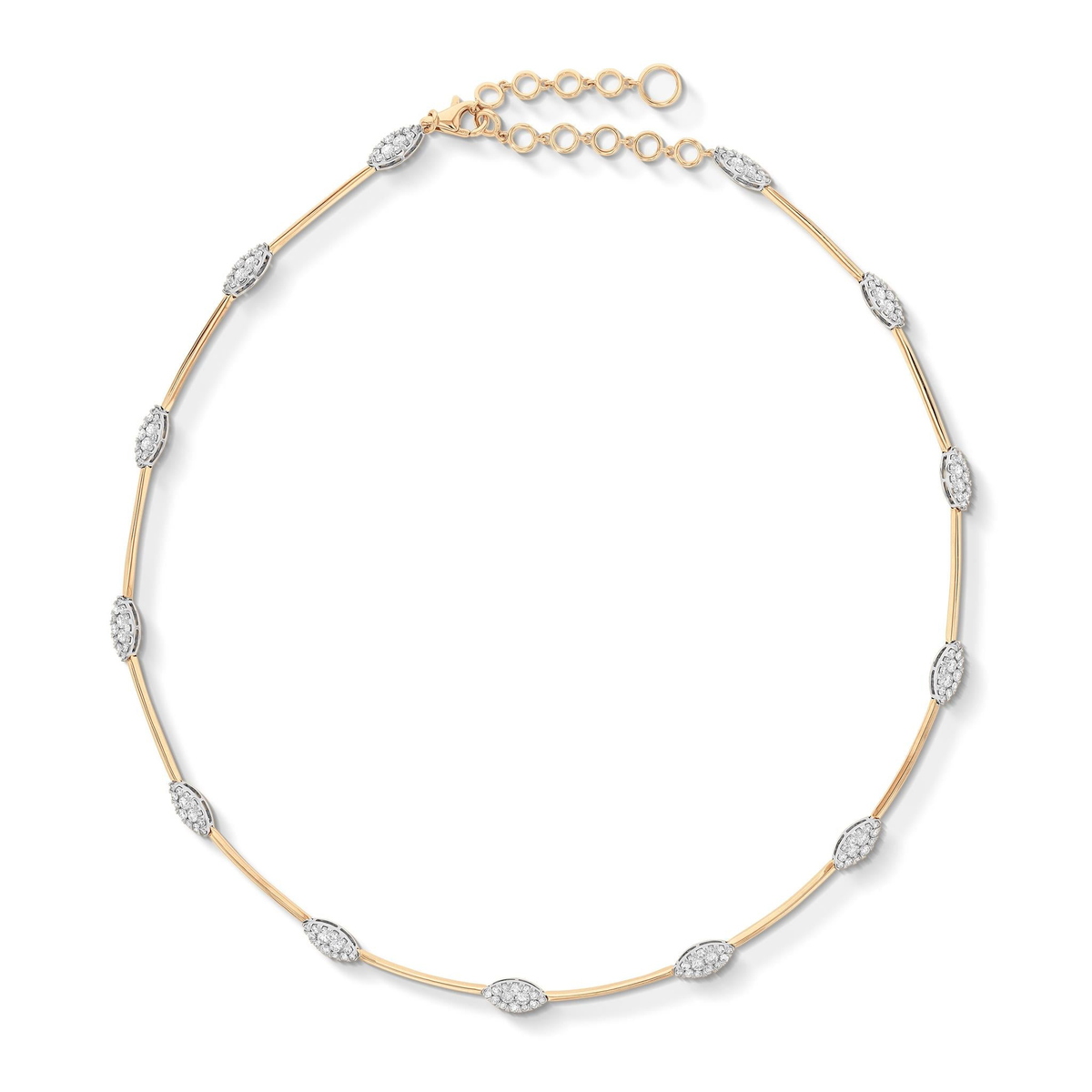 Lasker Couture-18Kt Yellow and White Gold Adjustable Choker Style Necklace with 2.30cttw Natural Diamonds