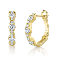 Shy Creation Gold Scalloped Diamond Hoop Earrings