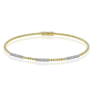 Simon G. 14Kt Yellow & White Gold 0.23cttw Diamond Stations Flexible Bangle