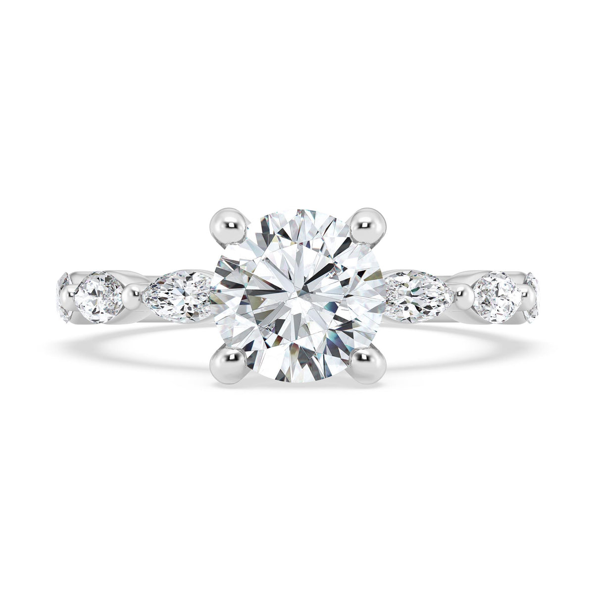 Pure Lasker Platinum Collection Ring with 0.50cttw Natural Marquise Diamonds