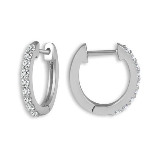 14Kt White Gold Round Hoop Earrings 0.33cttw Natural Diamonds