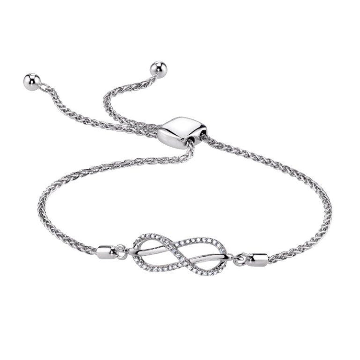 Sterling Silver Diamond Infinity Bracelet