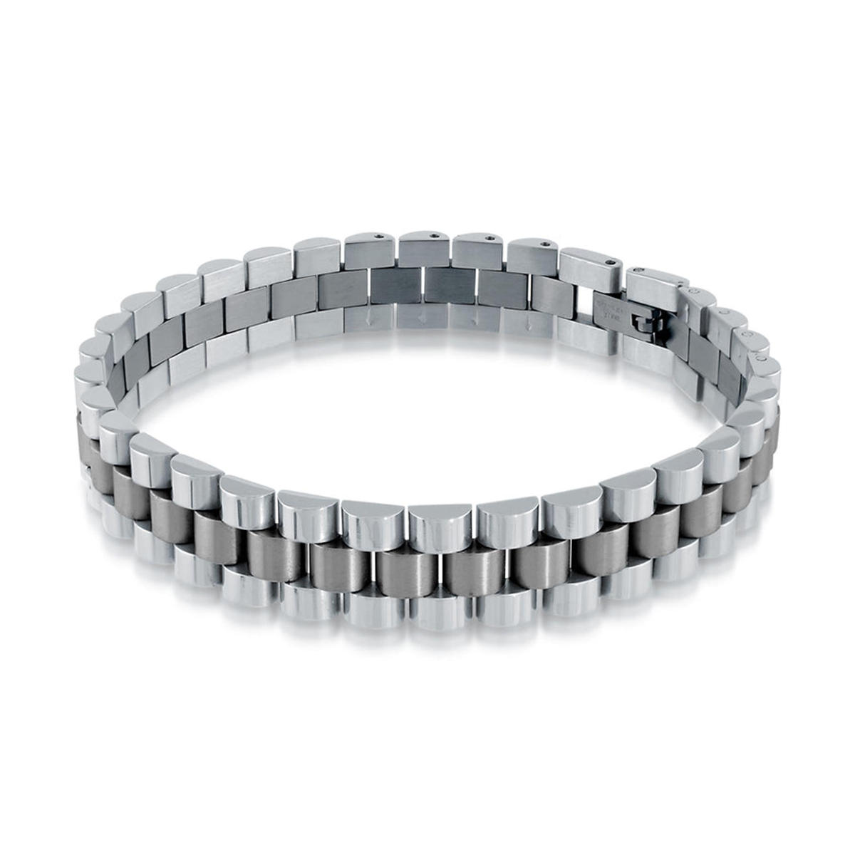 Italgem Stainless Steel Watch Band Bracelet with Gun Metal Plated Center