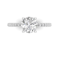 14kt  White Gold Classic Prong Engagement Ring with Natural Center Diamond