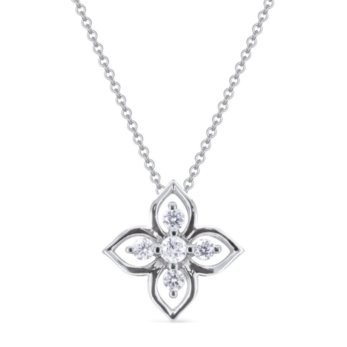 14Kt White Gold Classic Pendant with .10cttw  Natural Diamonds