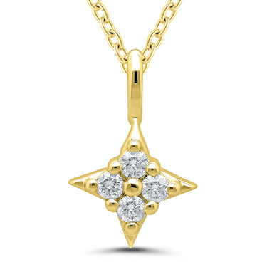 Star Of Hope Pendant in Yellow Gold Over Sterling With 4 Round Diamonds Totaling .05cttw