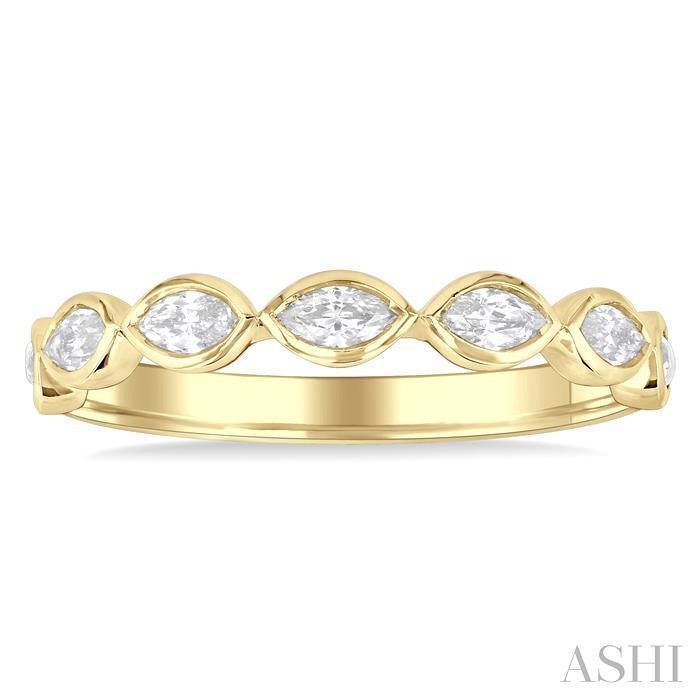 14Kt Yellow Gold Stackable Band with Natural Marquise Cut Diamonds