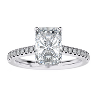 Lasker's Big Rocks Lab-Grown Diamond Collection Hidden Halo Ring in 14Kt White Gold with 3.09Ct Radiant Cut Center Diamond