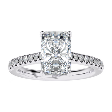 Lasker's Big Rocks Lab-Grown Diamond Collection Hidden Halo Ring in 14Kt White Gold with 3.09ct  Radiant Cut Center  Diamond