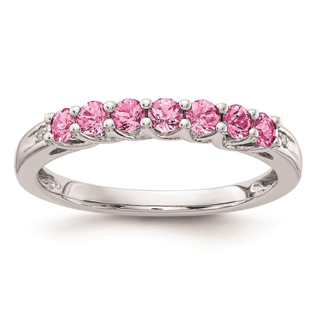 10Kt White Gold 7-Stone Pink Sapphire Ring