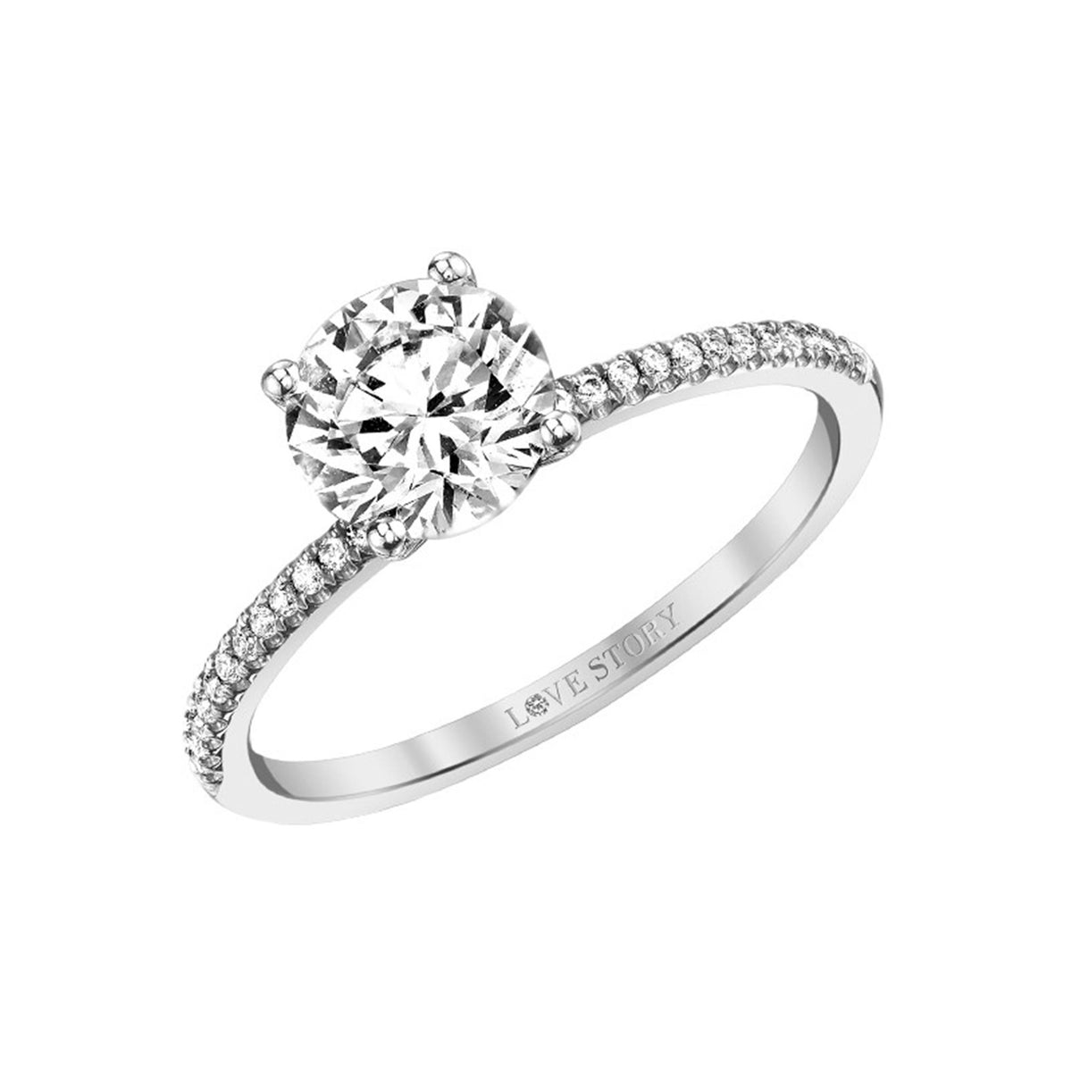 14Kt White Gold Simply Petite Ring With .53ct Natural Center Diamond