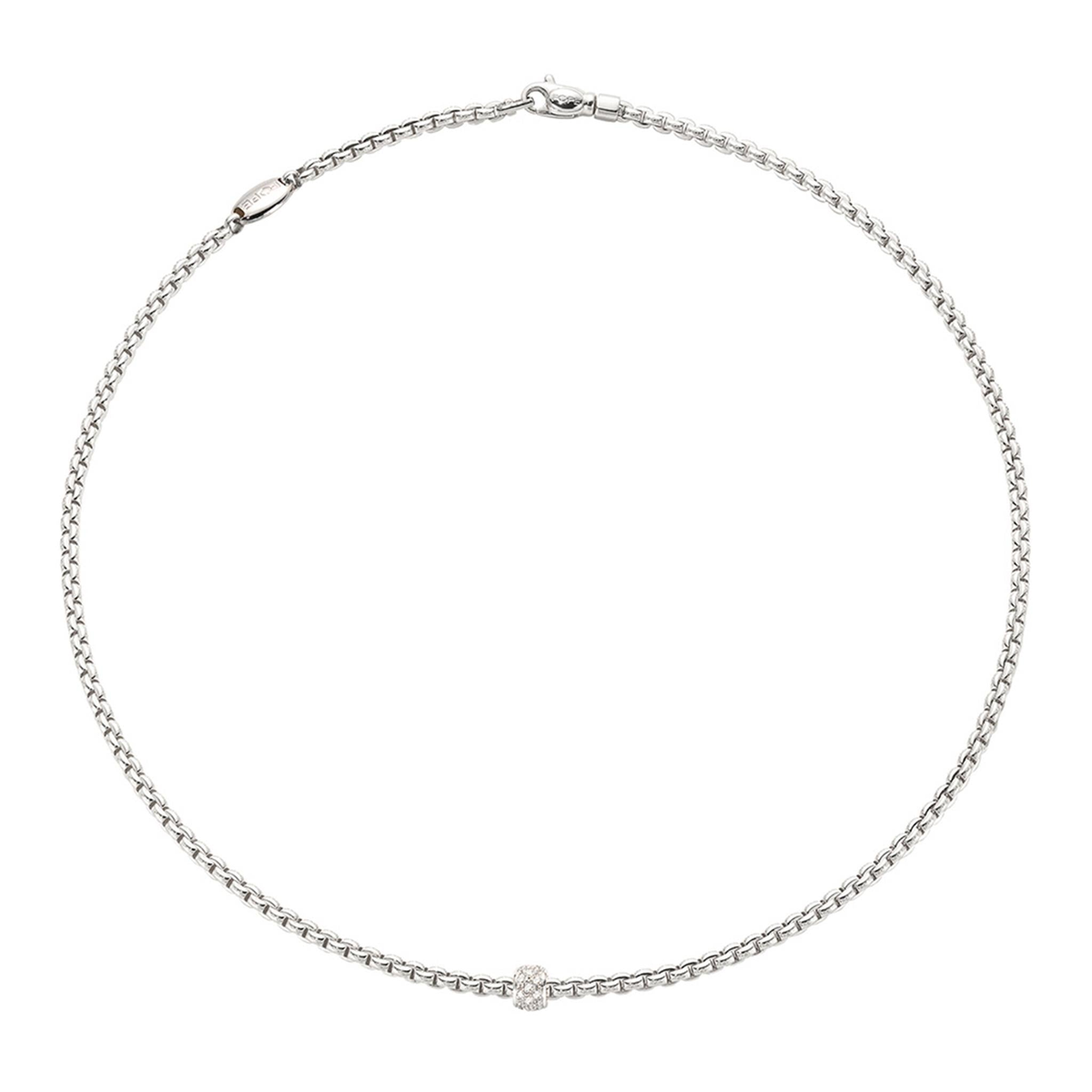 FOPE 18K White Italian Gold EKA Necklace with .19cttw Diamond Rondel