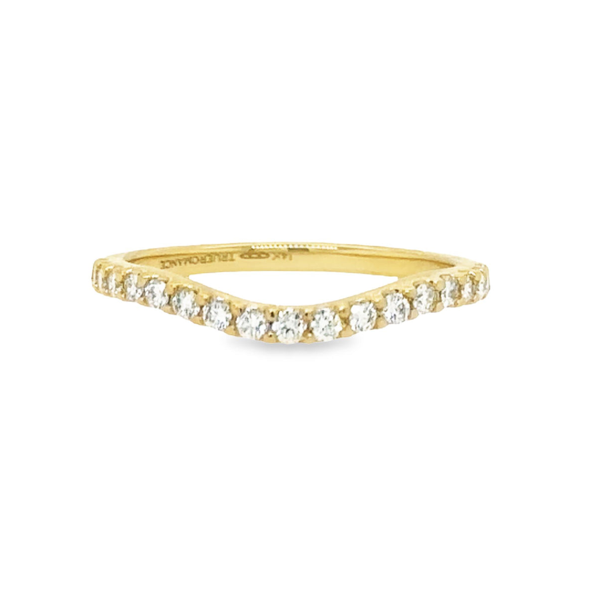 14Kt Yellow Gold Curved Wedding Ring With 0.51cttw Natural Diamonds