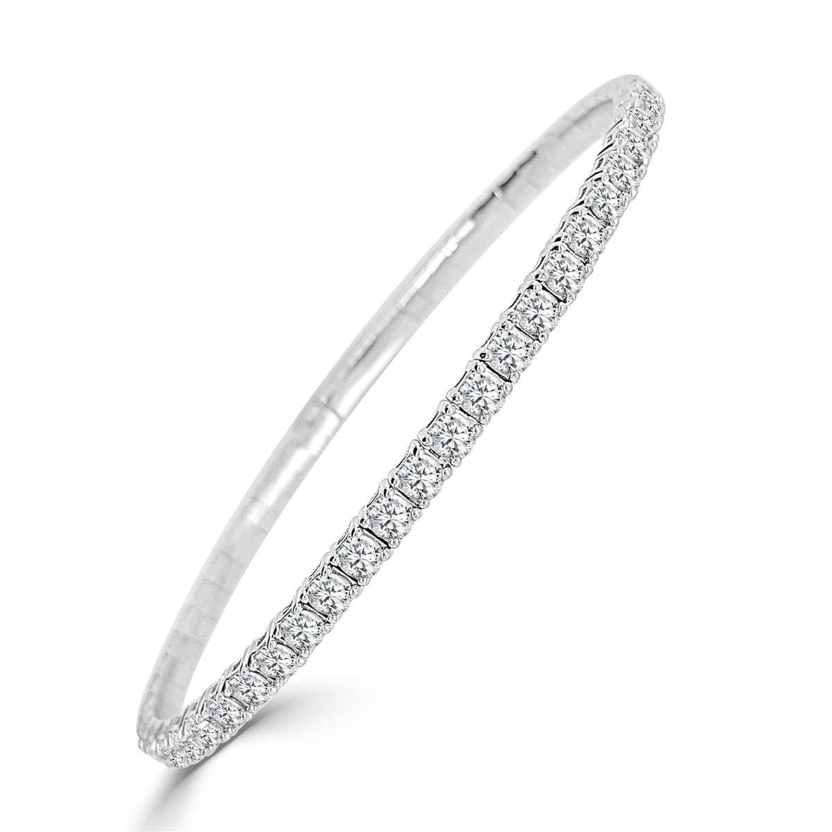 14Kt White Gold Flex Bangle Bracelet With 3.85cttw Natural Diamonds