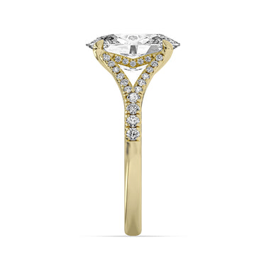 Centurion Collection 14Kt Yellow Gold Split-Shank Hidden Halo Engagement Ring with 3ct 100-Faceted Lab-Grown Oval Center Diamond and 0.31cttw Accent Diamonds
