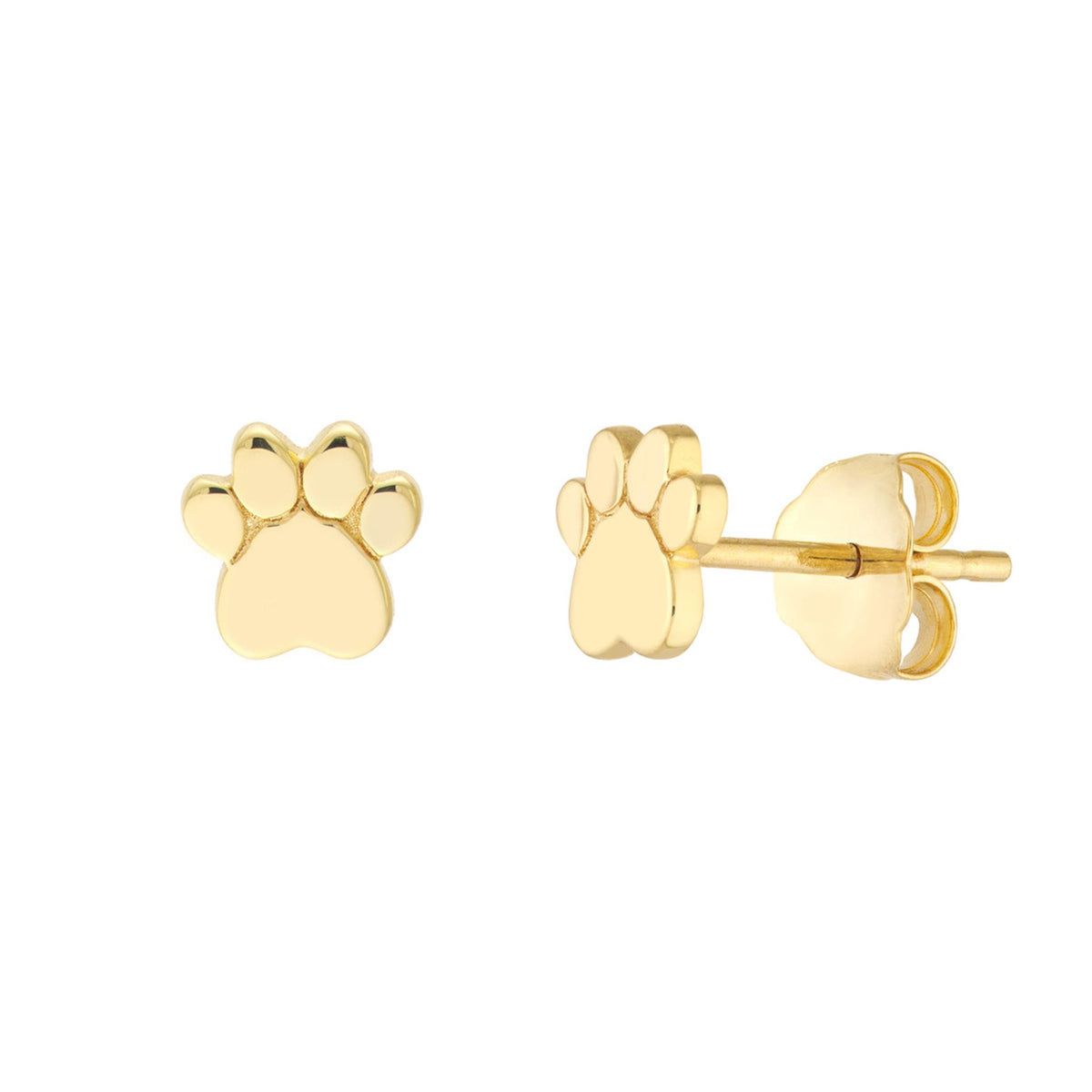 14Kt Yellow Gold Dog Paw Stud Earrings