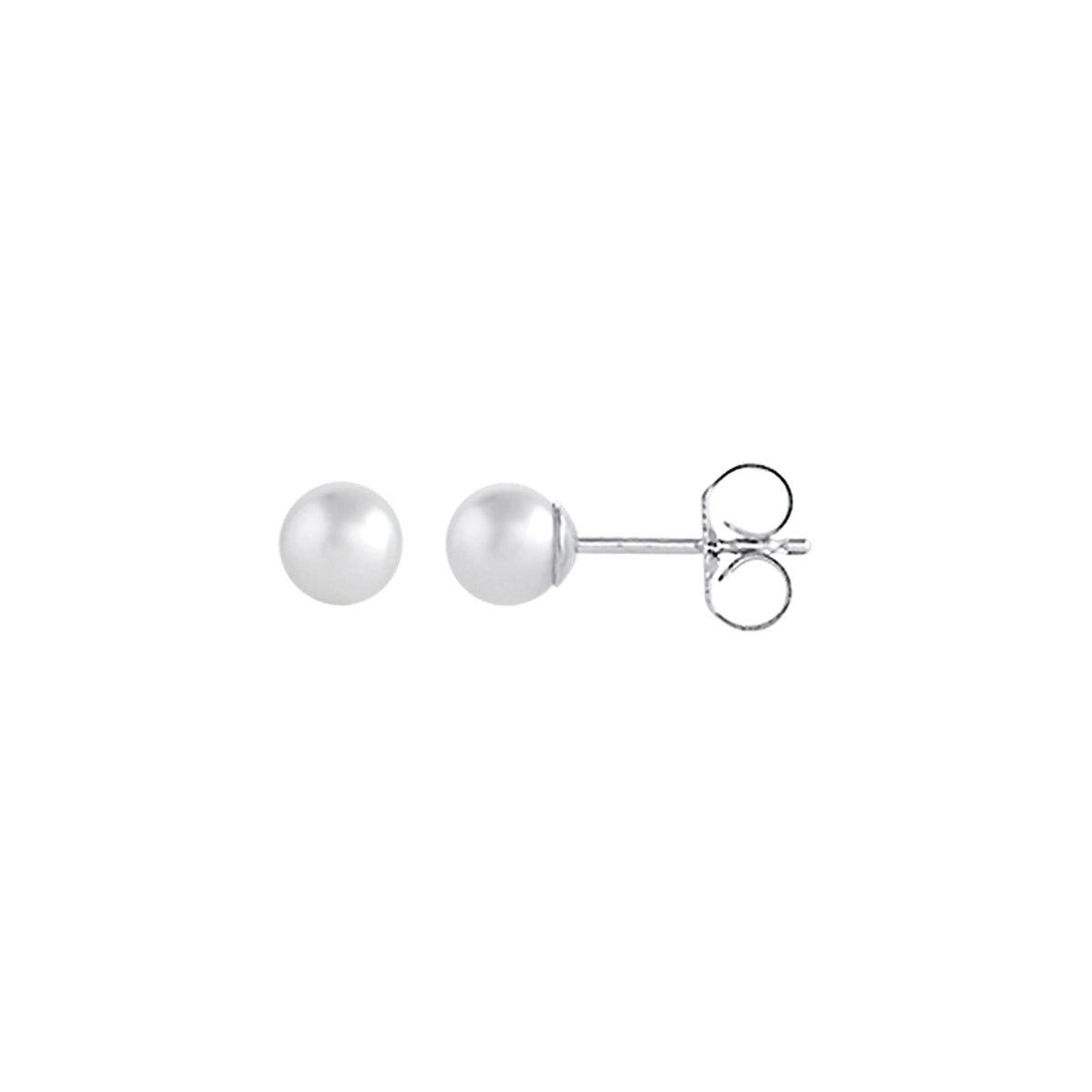 14Kt White Gold Stud Earrings With 6mm Akoya Cultured Pearls