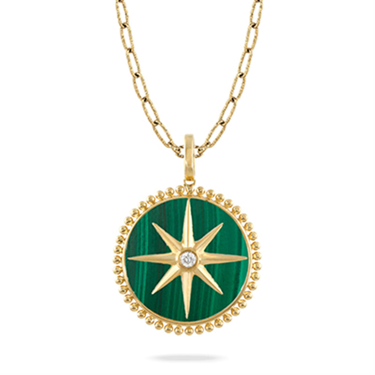 Dove's 18Kt Yellow Gold Star Pendant With Malachite