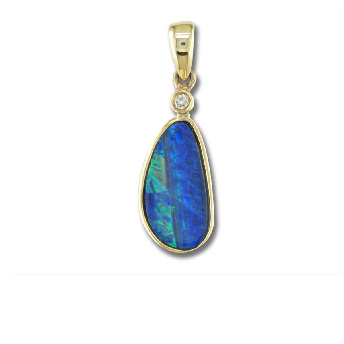 14Kt Yellow Gold Pendant with Bezel Set Australian Opal Doublet