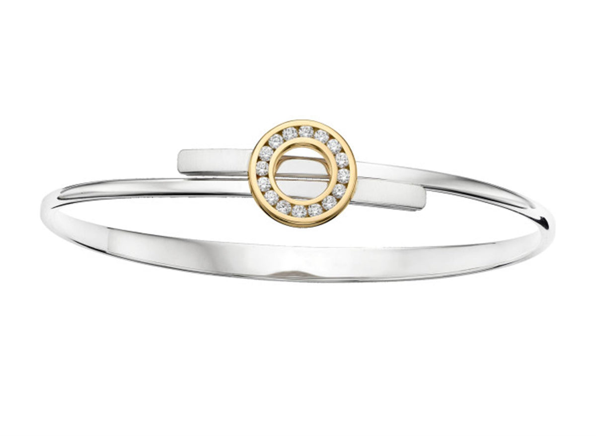 E.L Designs Timeless Bracelet in 14Kt Yellow Gold and Sterling Silver with 16=.32cttw Natural Channel Set Diamonds