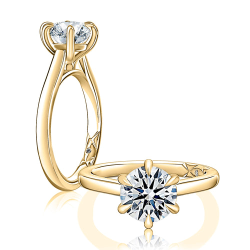 A.Jaffe Classic Six-Prong Cathedral Solitaire Engagement Ring in 14K Yellow Gold