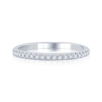 14Kt White Gold Prong Set Wedding Ring With 0.16cttw Natural Diamonds